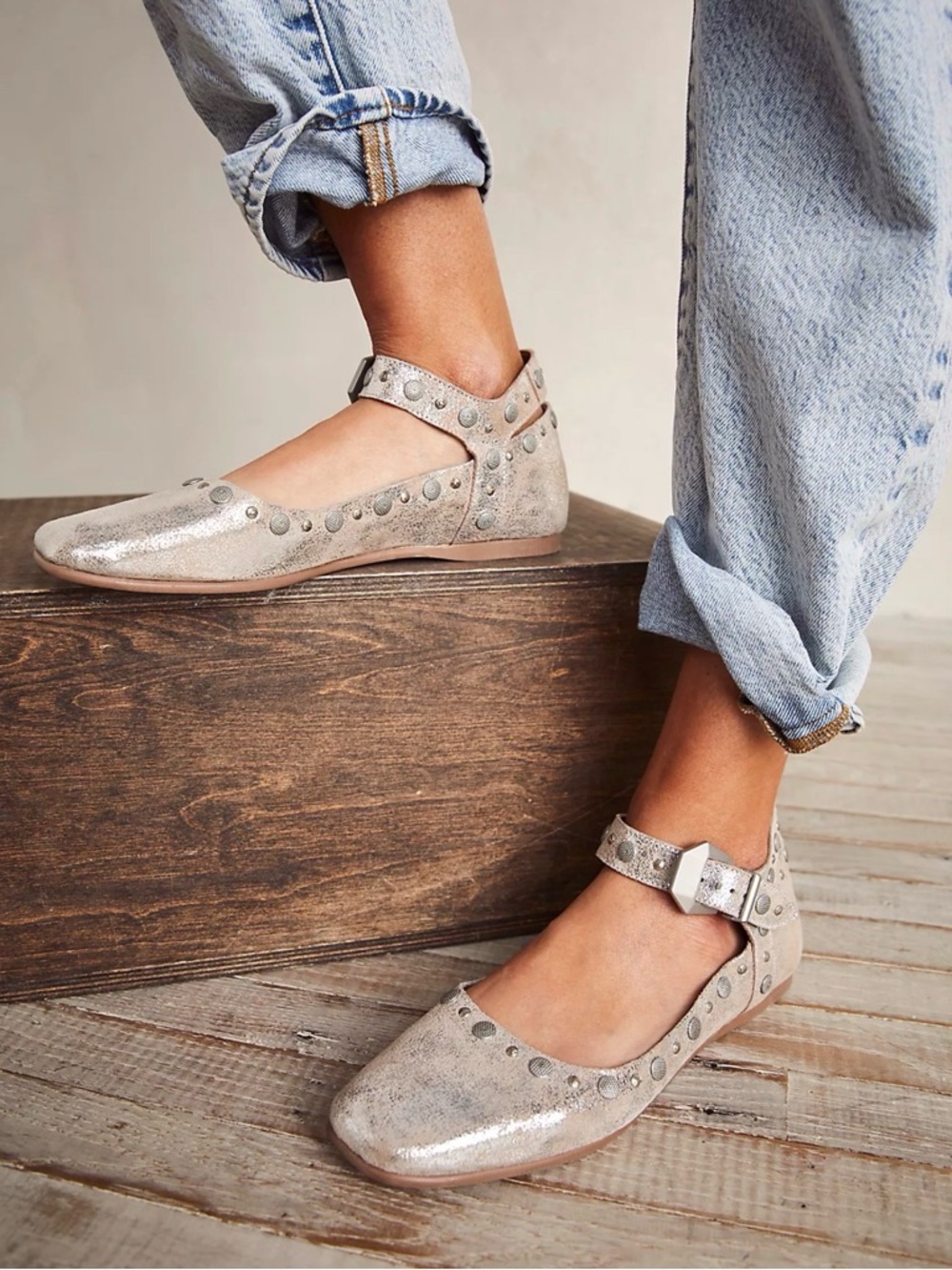 Free People Mystic Mary Jane Flats- Champagne